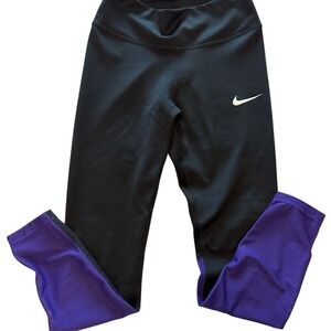 Nike‎ Leggings black with purple mesh detail Size S